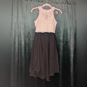 Knit Works Girls Coral/Pink Floral Lace Dress Size 12 dress